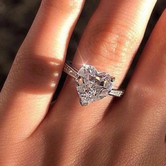 Jewelry - DIAMOND 925 STERLING SILVER HEART ENGAGEMENT RING, CUTE RING, SHINY RING.